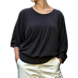 French Connection Black Knit Sweater with Batwing Sleeves & Ribbed Hem Size M